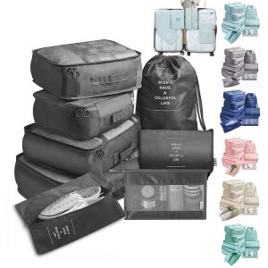 8-Piece Packing Cubes Set – Travel Luggage Organizer for Clothes & Shoes
